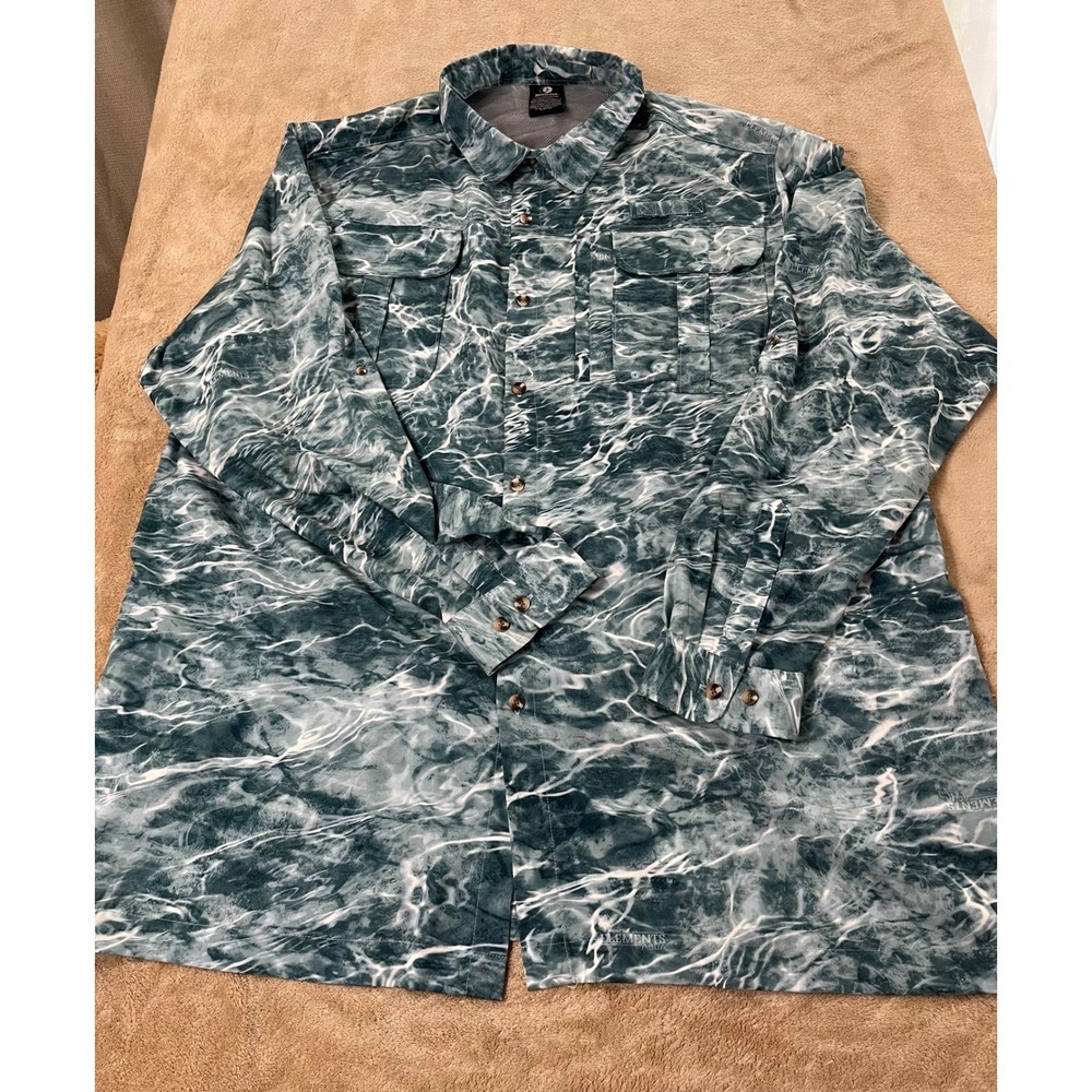 Mossy Oak Elements Agua Shirt Flannel Men Size 3XL Blue Camo Long Sleeve EUC